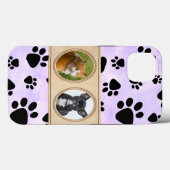 Lila Hintergrund mit Pfoten, benutzerdefiniertes F Case-Mate iPhone Hülle (Rückseite (Horizontal))