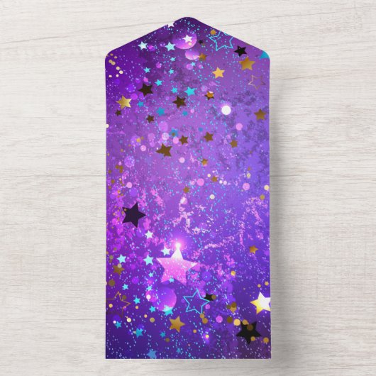 Lila Hintergrund mit Sternen All In One Einladung (Innen Boden)