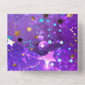 Lila Hintergrund mit Sternen All In One Einladung (Rückseite)