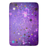 Lila Hintergrund mit Sternen Badematte (Vorderseite Vertikal)