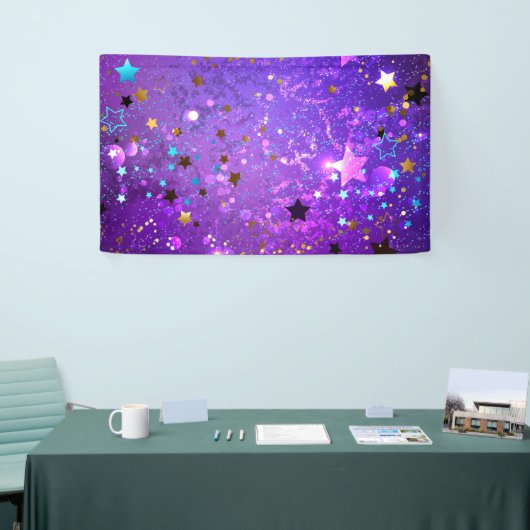 Lila Hintergrund mit Sternen Banner (Messeveranstaltung)