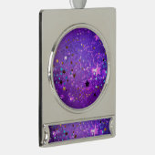 Lila Hintergrund mit Sternen Banner-Ornament Silber (Rechts)