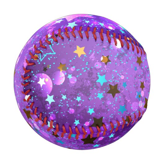 Lila Hintergrund mit Sternen Baseball (Vorderseite Links)