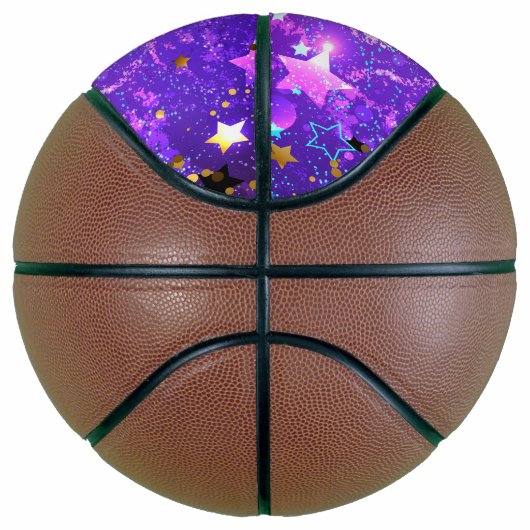 Lila Hintergrund mit Sternen Basketball (Rechts)
