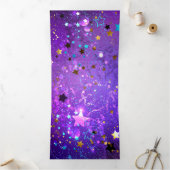 Lila Hintergrund mit Sternen Dreifach Gefaltete Ankündigung (Innenseite)