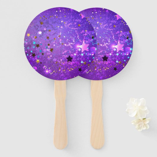 Lila Hintergrund mit Sternen Fächer (Vorne und Hinten)