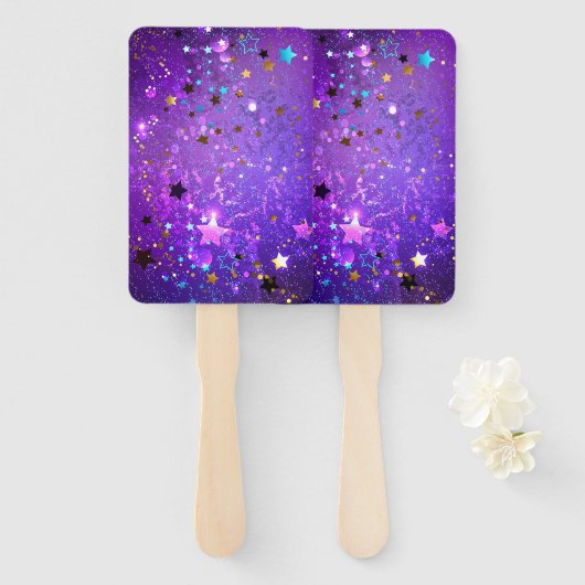 Lila Hintergrund mit Sternen Fächer (Vorne und Hinten)