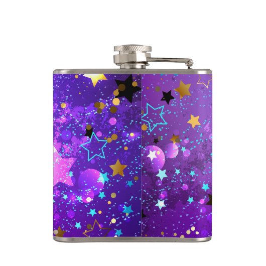 Lila Hintergrund mit Sternen Flachmann (Rückseite)