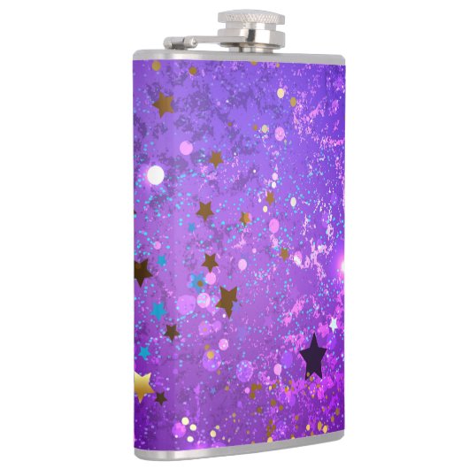 Lila Hintergrund mit Sternen Flachmann (Rechts)