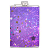 Lila Hintergrund mit Sternen Flachmann (Vorderseite)