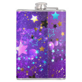 Lila Hintergrund mit Sternen Flachmann (Rückseite)