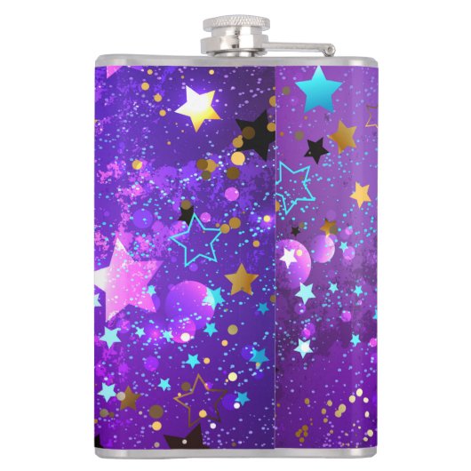 Lila Hintergrund mit Sternen Flachmann (Rückseite)