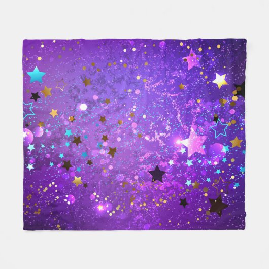 Lila Hintergrund mit Sternen Fleecedecke (Vorderseite (Horizontal))