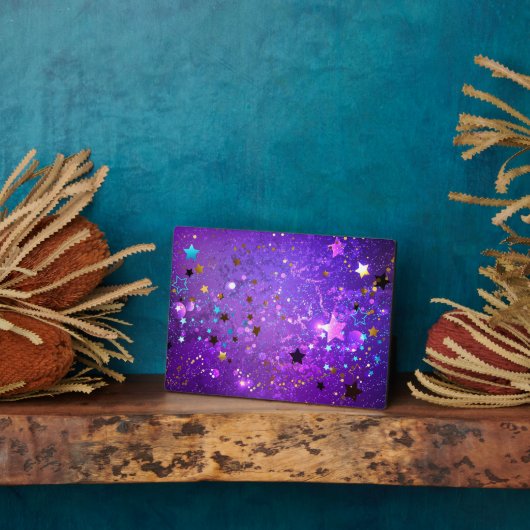 Lila Hintergrund mit Sternen Fotoplatte (Seite)