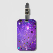 Lila Hintergrund mit Sternen Gepäckanhänger (Vorderseite Vertikal)