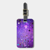 Lila Hintergrund mit Sternen Gepäckanhänger (Vorderseite vertikal)