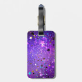 Lila Hintergrund mit Sternen Gepäckanhänger (Rückseite vertikal)