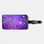 Lila Hintergrund mit Sternen Gepäckanhänger (Rückseite horizontal)