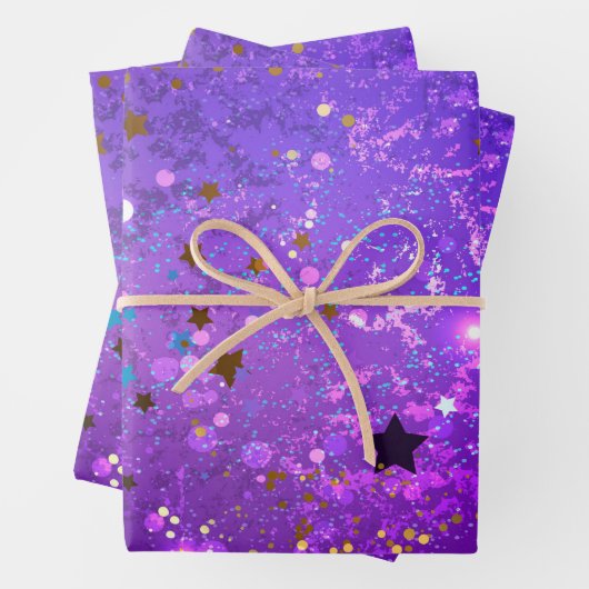Lila Hintergrund mit Sternen Geschenkpapier Set (Beispiel)