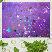 Lila Hintergrund mit Sternen Geschirrtuch (Gefaltet)