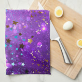Lila Hintergrund mit Sternen Geschirrtuch (Viertel Falte)