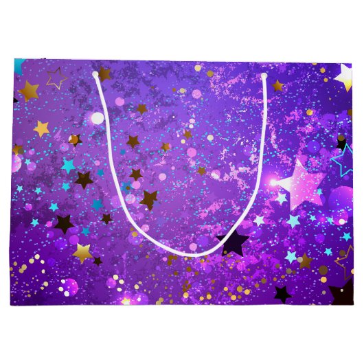 Lila Hintergrund mit Sternen Große Geschenktüte (Rückseite)