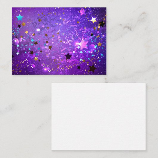Lila Hintergrund mit Sternen Hinweiskarte (Vorne/Hinten)