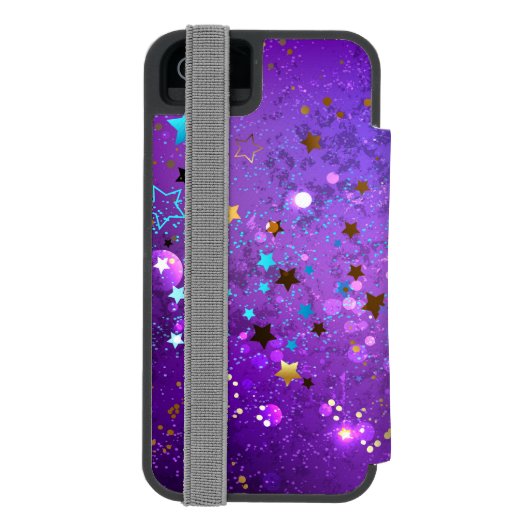 Lila Hintergrund mit Sternen Incipio iPhone Geldbeutel-Hülle (Folio Rückseite)