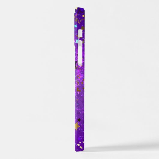 Lila Hintergrund mit Sternen iPhone Hülle (Linke Seite)