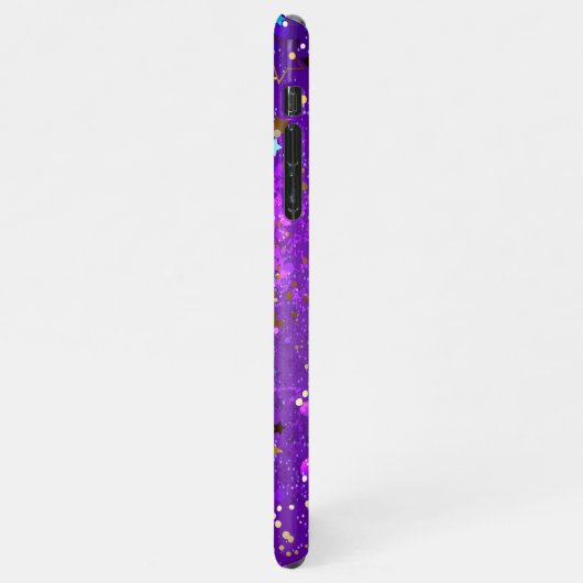 Lila Hintergrund mit Sternen iPhone Hülle (Linke Seite)