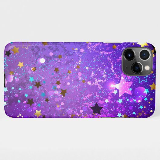 Lila Hintergrund mit Sternen iPhone Hülle (Rückseite (Horizontal))