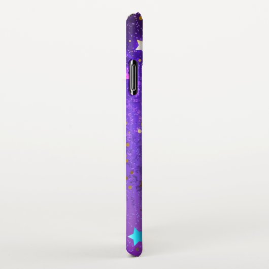 Lila Hintergrund mit Sternen iPhone Hülle (Rechte Seite)