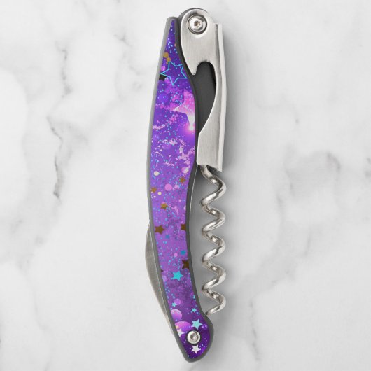 Lila Hintergrund mit Sternen Kellnermesser (Rückseite)