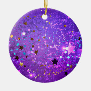 Lila Hintergrund mit Sternen Keramik Ornament