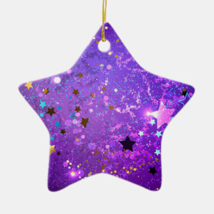 Lila Hintergrund mit Sternen Keramik Ornament