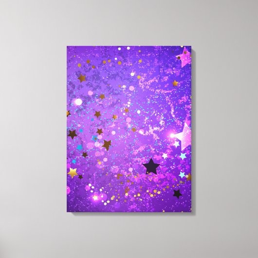 Lila Hintergrund mit Sternen Leinwanddruck (Vorderseite)