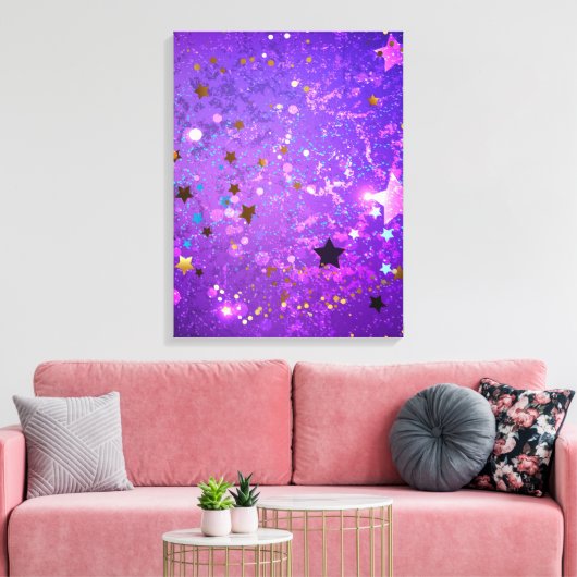 Lila Hintergrund mit Sternen Leinwanddruck (Insitu (Wohnzimmer))