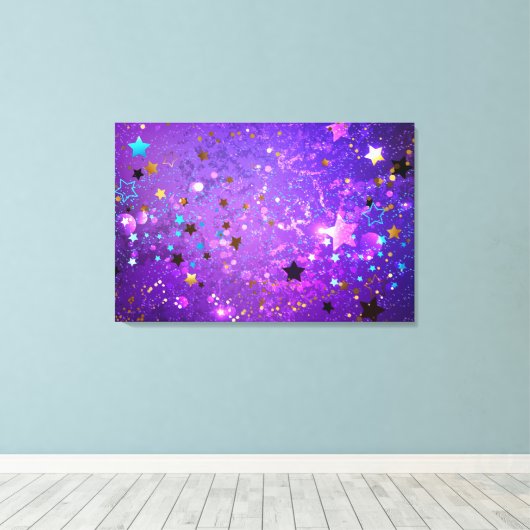 Lila Hintergrund mit Sternen Leinwanddruck (Insitu (Holzboden))