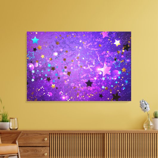 Lila Hintergrund mit Sternen Leinwanddruck (Insitu (Wohnzimmer))