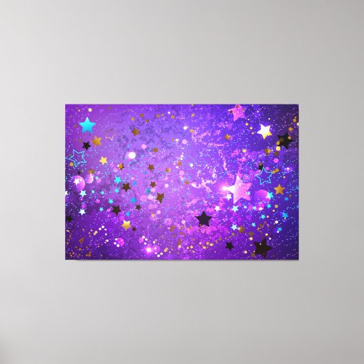 Lila Hintergrund mit Sternen Leinwanddruck (Vorderseite)