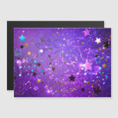 Lila Hintergrund mit Sternen Magneteinladung (Vorne/Hinten)