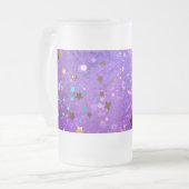 Lila Hintergrund mit Sternen Mattglas Bierglas (Vorderseite Links)