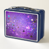 Lila Hintergrund mit Sternen Metall Brotdose (Rückseite)