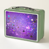 Lila Hintergrund mit Sternen Metall Brotdose (Rückseite)