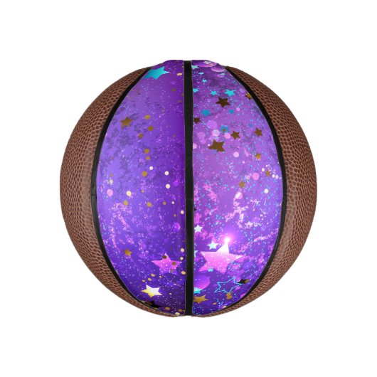 Lila Hintergrund mit Sternen Mini Basketball (Vertikal)