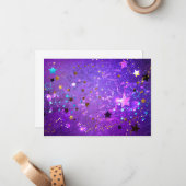 Lila Hintergrund mit Sternen Mitteilungskarte (Vorderseite/Rückseite Beispiel)