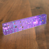 Lila Hintergrund mit Sternen Namensplakette (Seite)