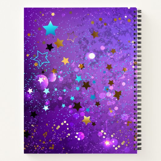Lila Hintergrund mit Sternen Notizblock (Rückseite)