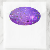 Lila Hintergrund mit Sternen Ovaler Aufkleber (Tasche)