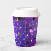 Lila Hintergrund mit Sternen Pappbecher (Rechts)